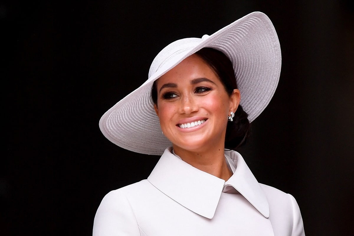 Meghan Markle smiling at the the National Service of Thanksgiving during Queen Elizabeth's Platinum Jubilee celebrations