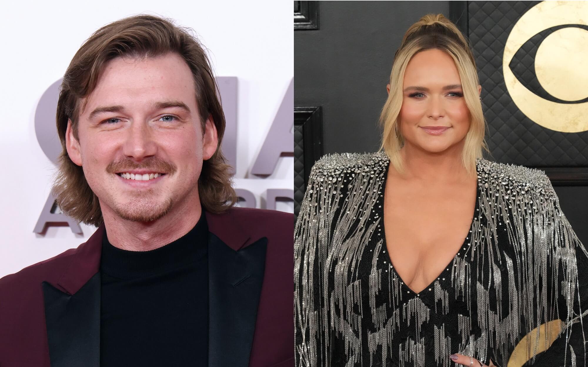 A joined photo of Morgan Wallen and Miranda Lambert