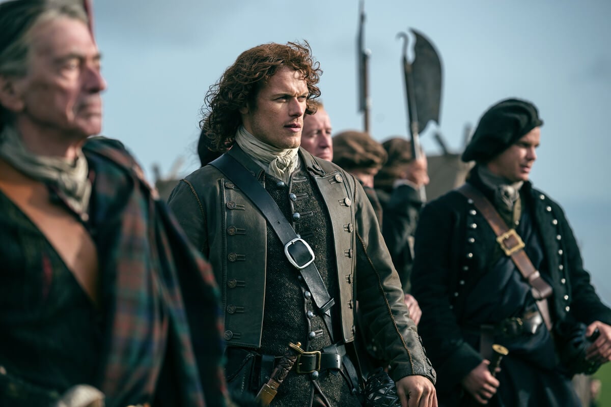 Outlander star Sam Heughan (as Jamie Fraser) in an image from season 2