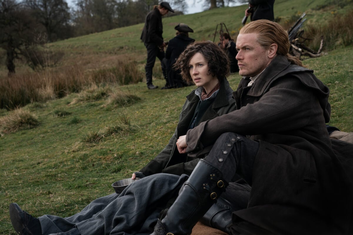 Outlander season 7 stars Sam Heughan (Jamie Fraser) and Caitriona Balfe (Claire Fraser) in an image from season 6