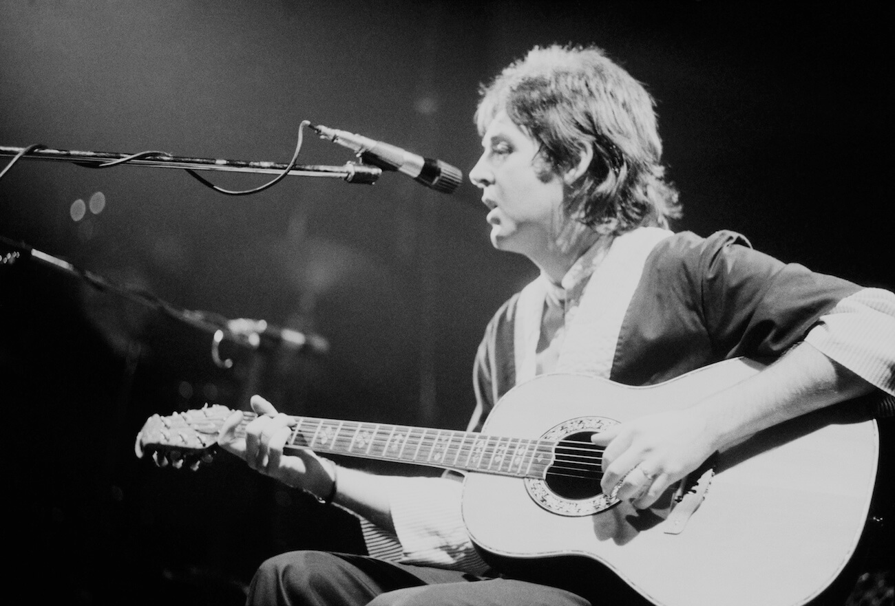 Paul McCartney performing with Wings in 1975.