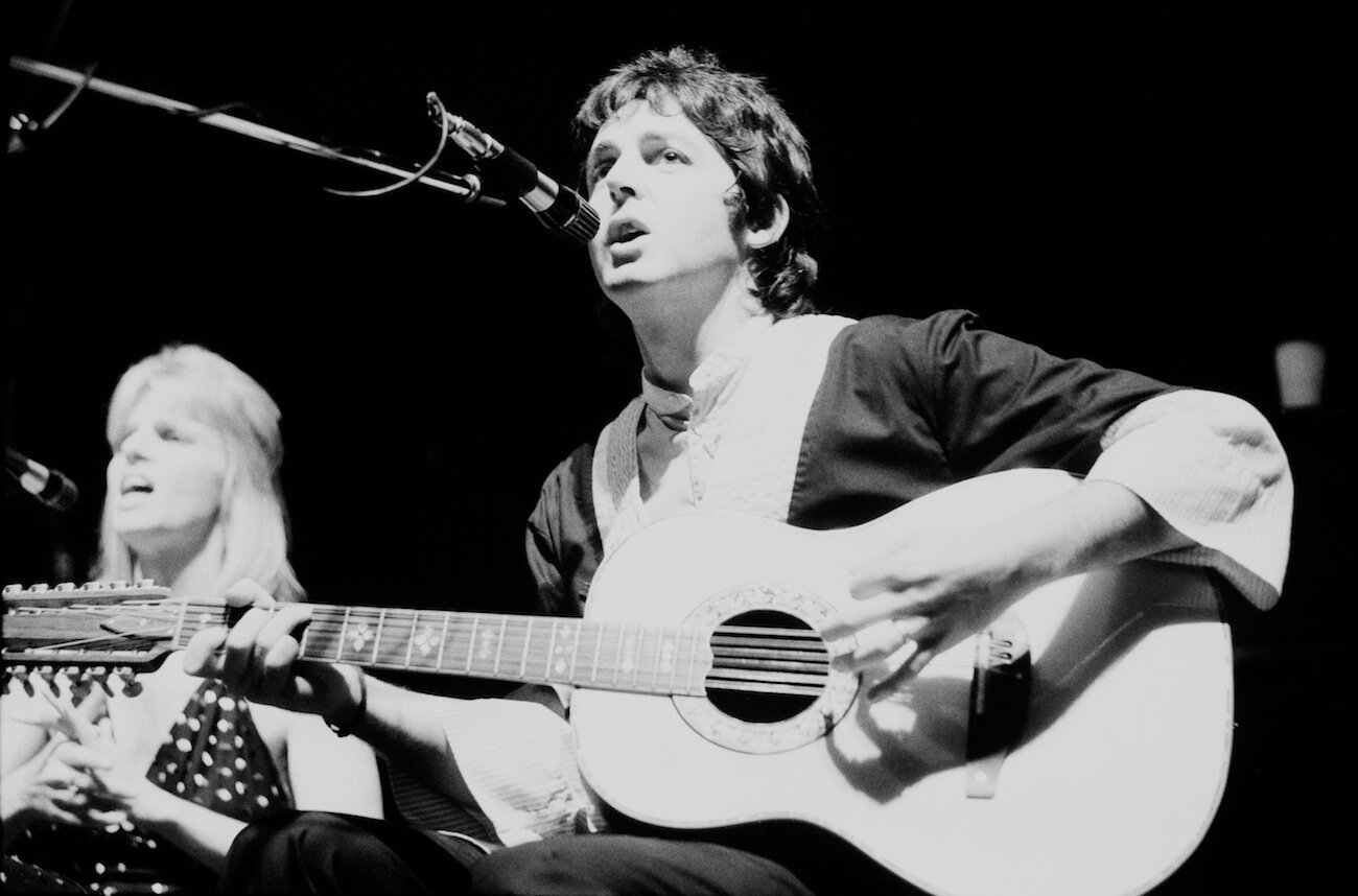 Paul McCartney performing with Wings in 1975.