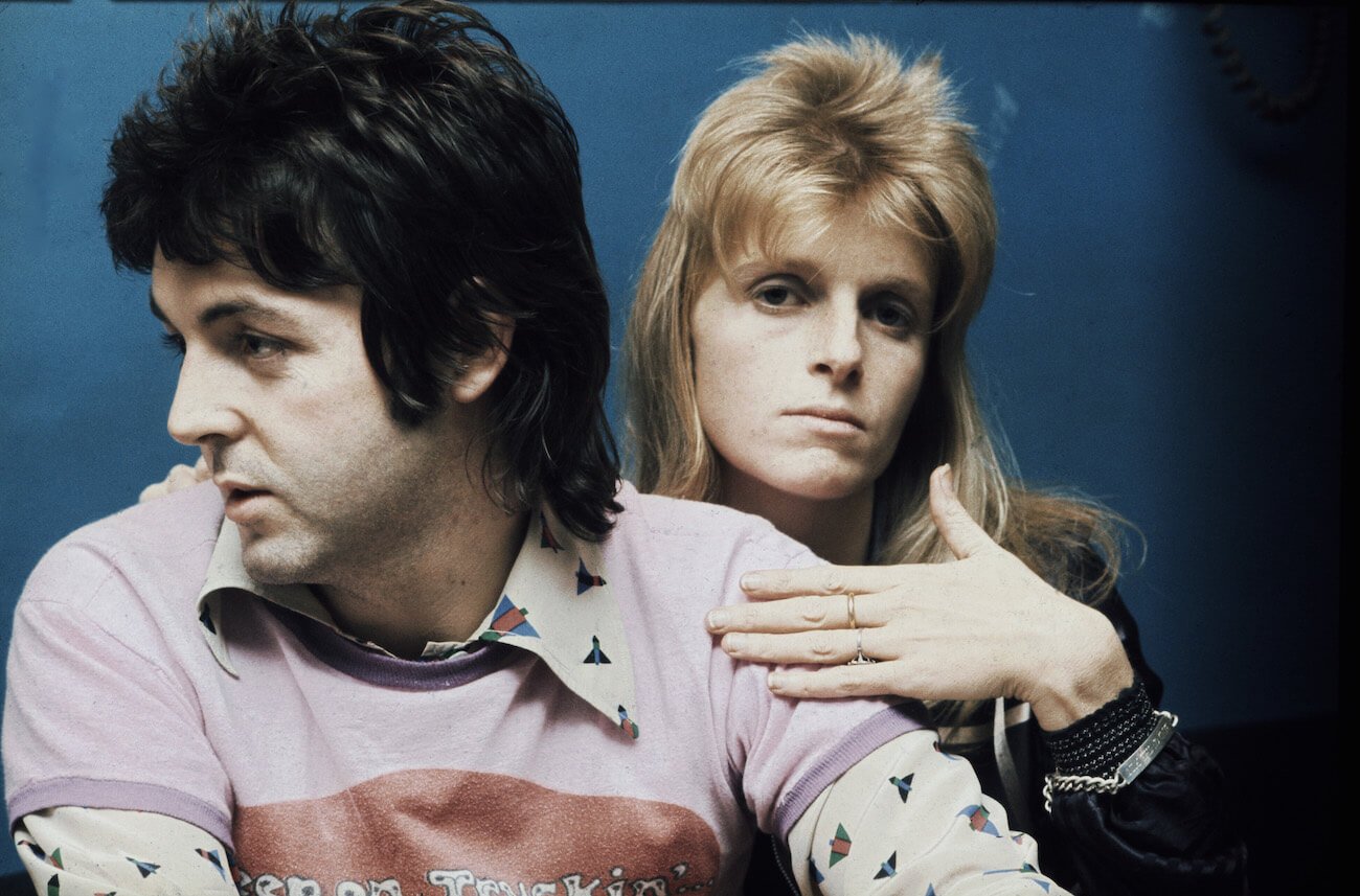 Paul McCartney and his first wife Linda posing in 1973.