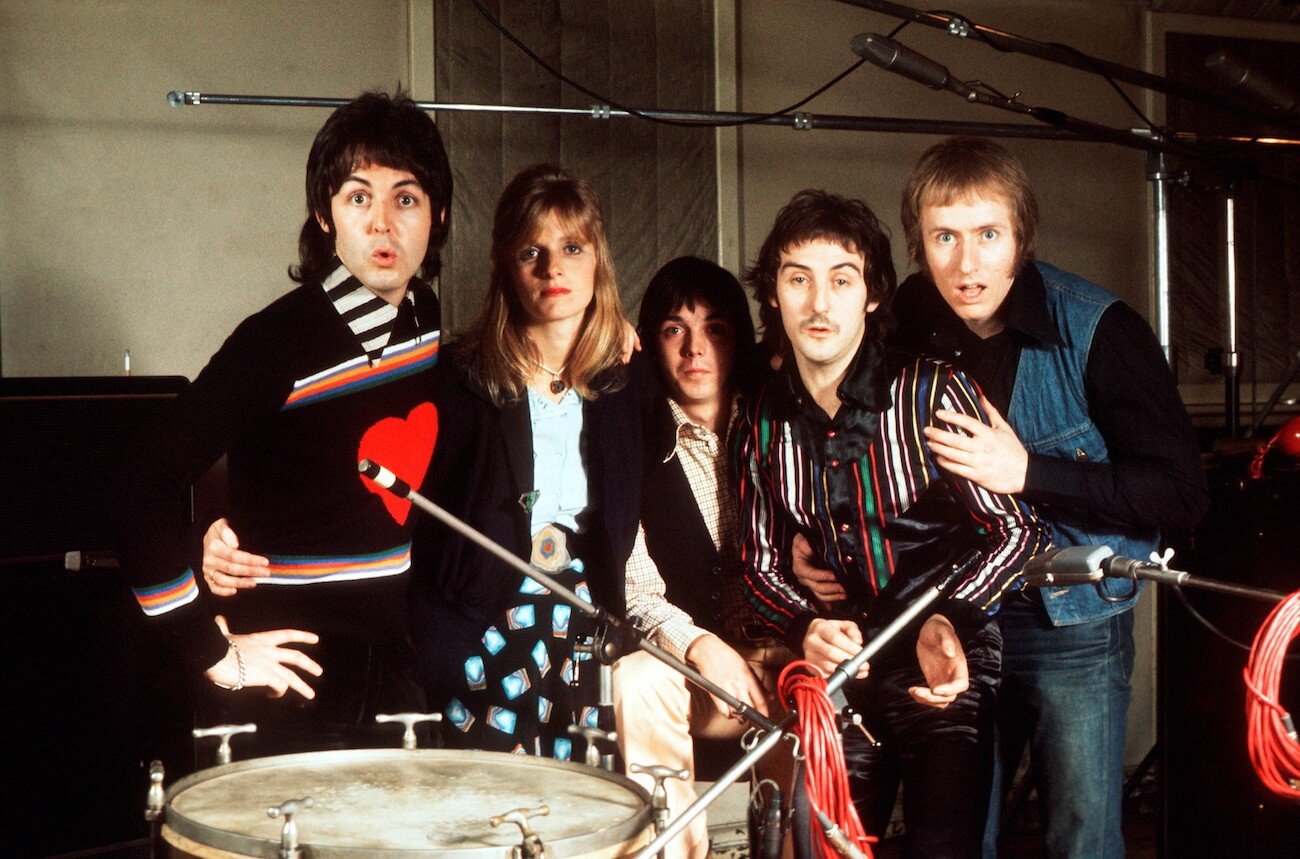 Paul McCartney and Wings in the recording studio in 1974.