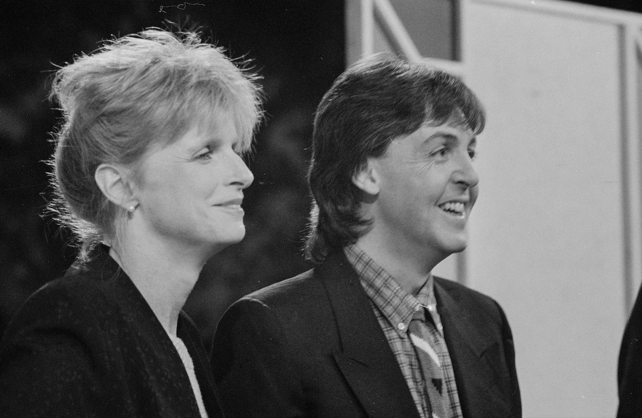 Linda and Paul McCartney for the BBC television series The Late, Late Breakfast Show in 1983