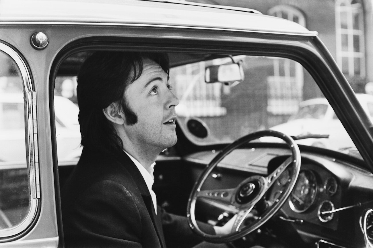 Paul McCartney leaving Apple Headquarters in 1969.