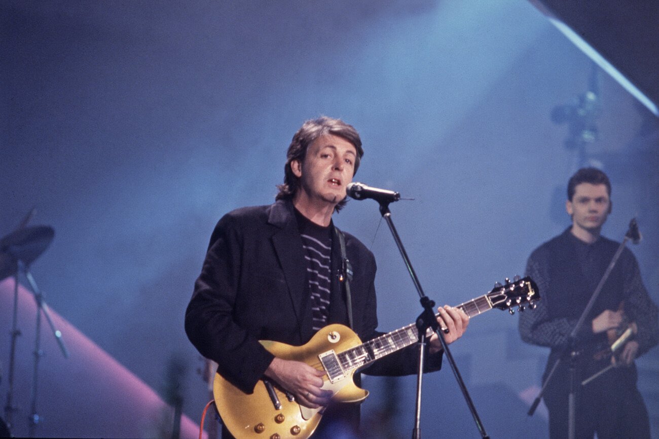 Paul McCartney singing at a music festival in 1988.