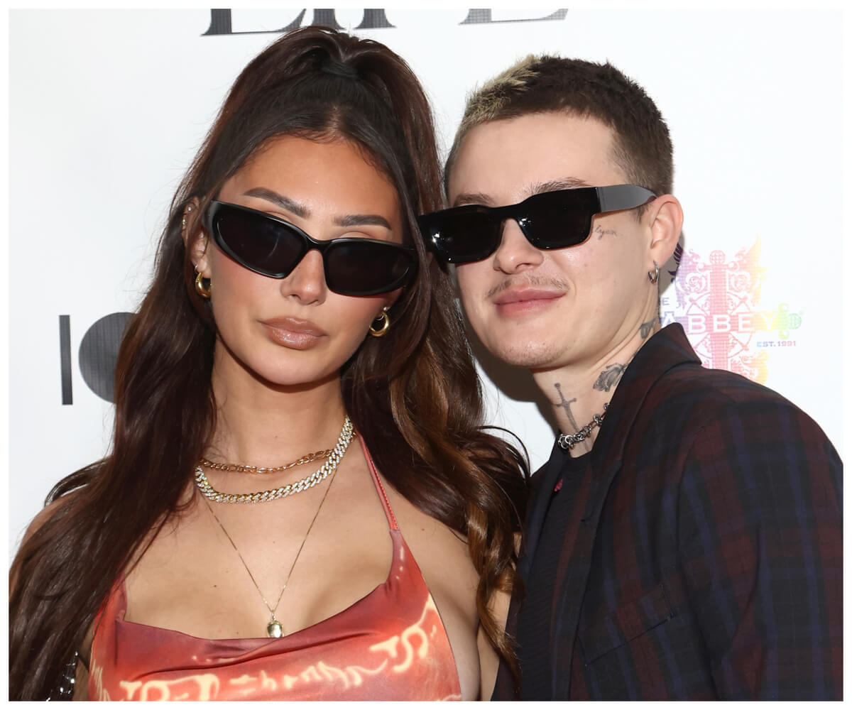 "Perfect Match" star Francesca Farago and her boyfriend, Jesse Sullivan, pose together in sunglasses at an event.