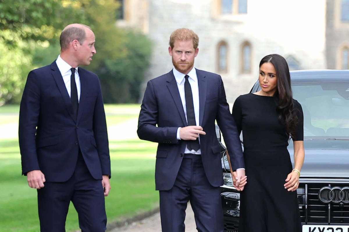 Prince William, who texted Prince Harry in a scene seen in 'Harry & Meghan' following Oprah interview, walks with Prince Harry and Meghan Markle