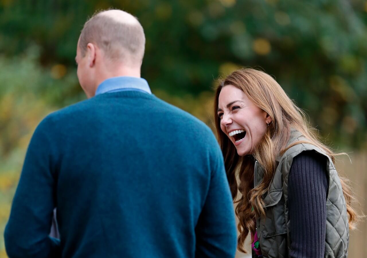 Prince William and Kate Middleton share a laugh. 