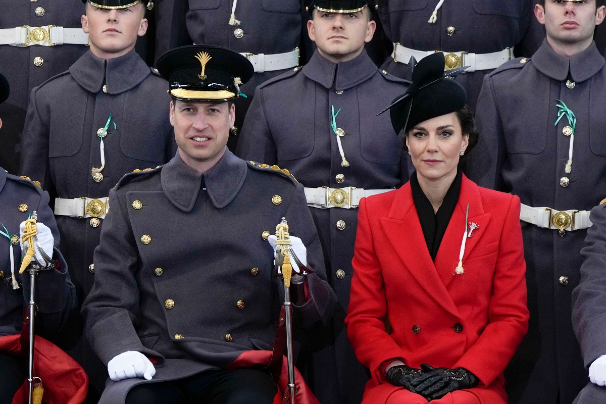 Prince William and Kate Middleton pose for official photo during visit to the 1st Battalion Welsh Guards