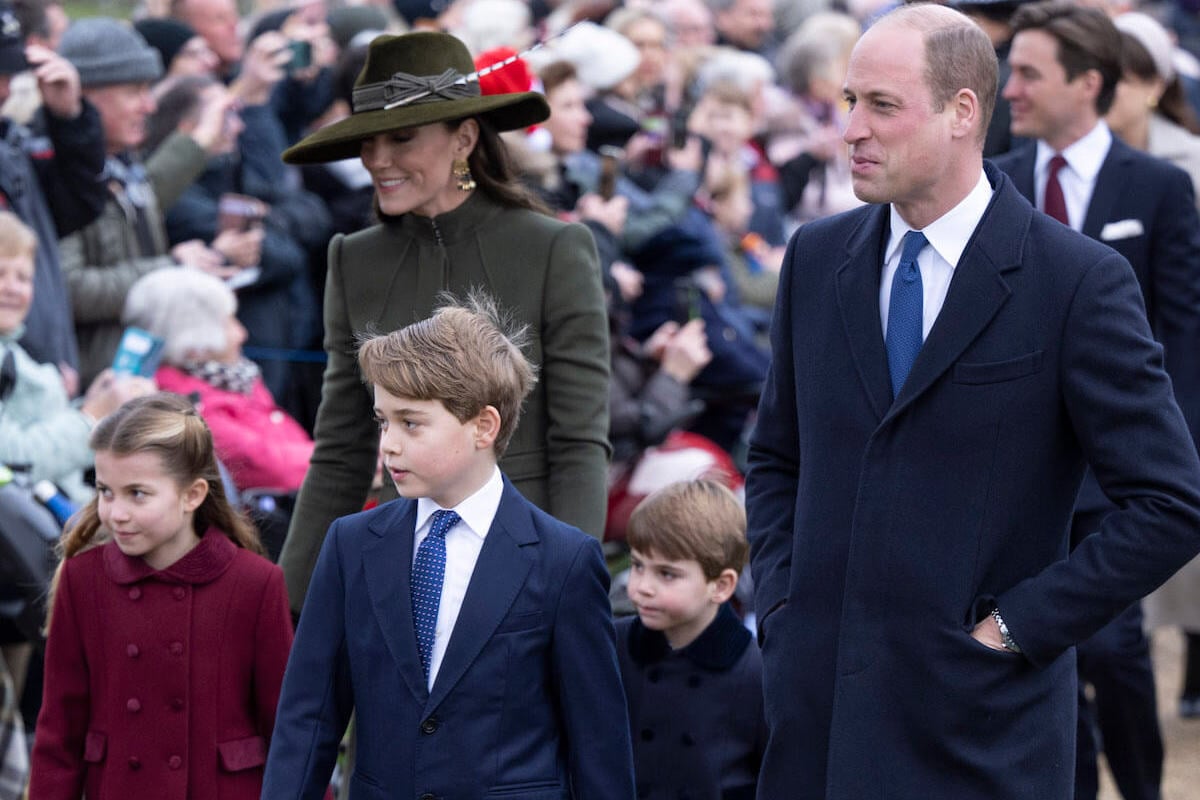 Prince William, who has appeared 'broody' suggesting he wants another child, walks with Princess Charlotte, Kate Middleton, Prince George, and Prince Louis 