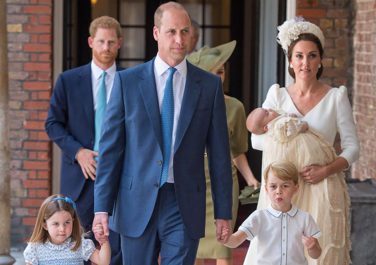 Princess Charlotte, Prince Harry, Prince William, Meghan Markle, Kate Middleton, Prince Louis, and Prince George