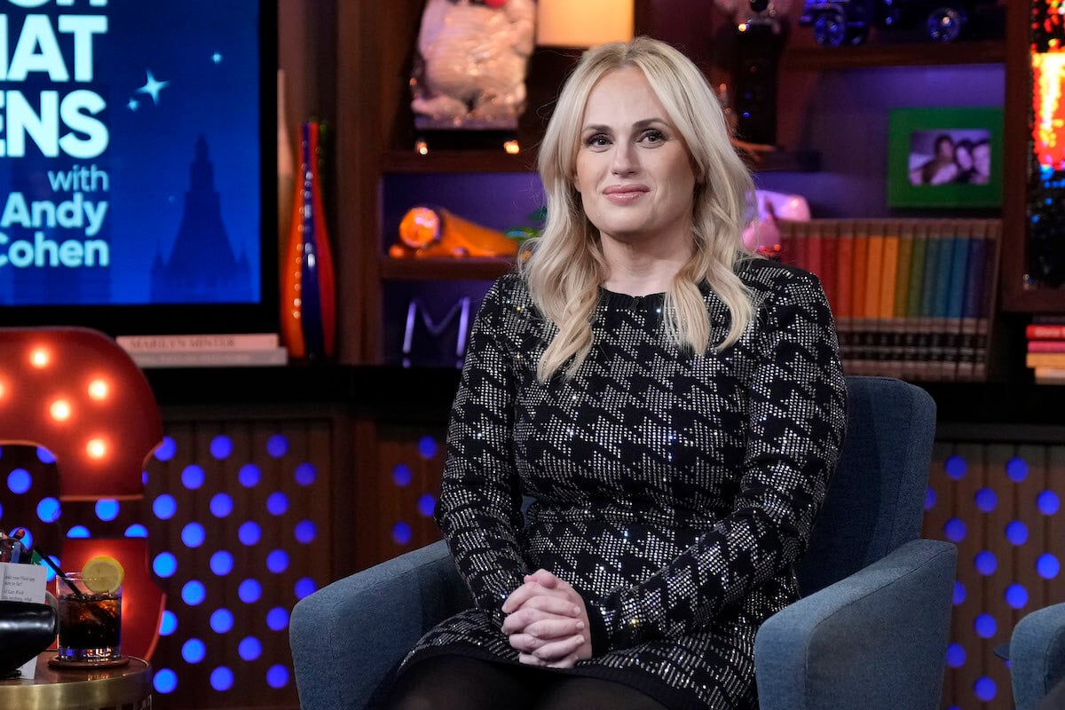 Rebel Wilson sitting on an episode of 'Watch What Happens Live'
