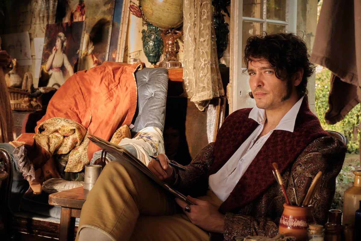 Alexander Vlahos as Charlos Lockhart in his artist's studio in 'Sanditon' Season 2