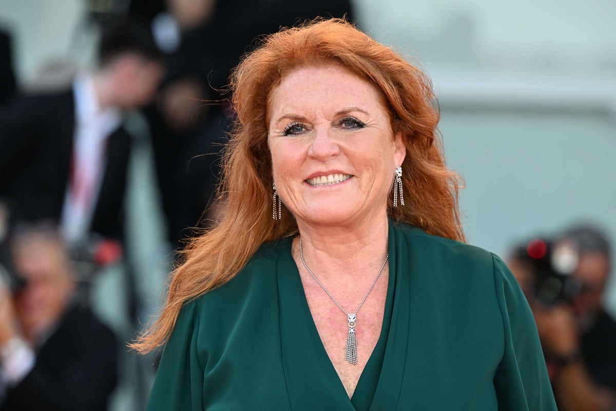 Sarah Ferguson smiles on the red carpet at the 79th Venice International Film Festival