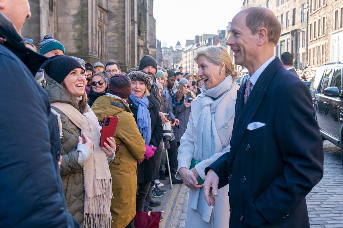 Prince Edward and Sophie, who appeared to change her body language after Edinburgh title change, talk to crowds