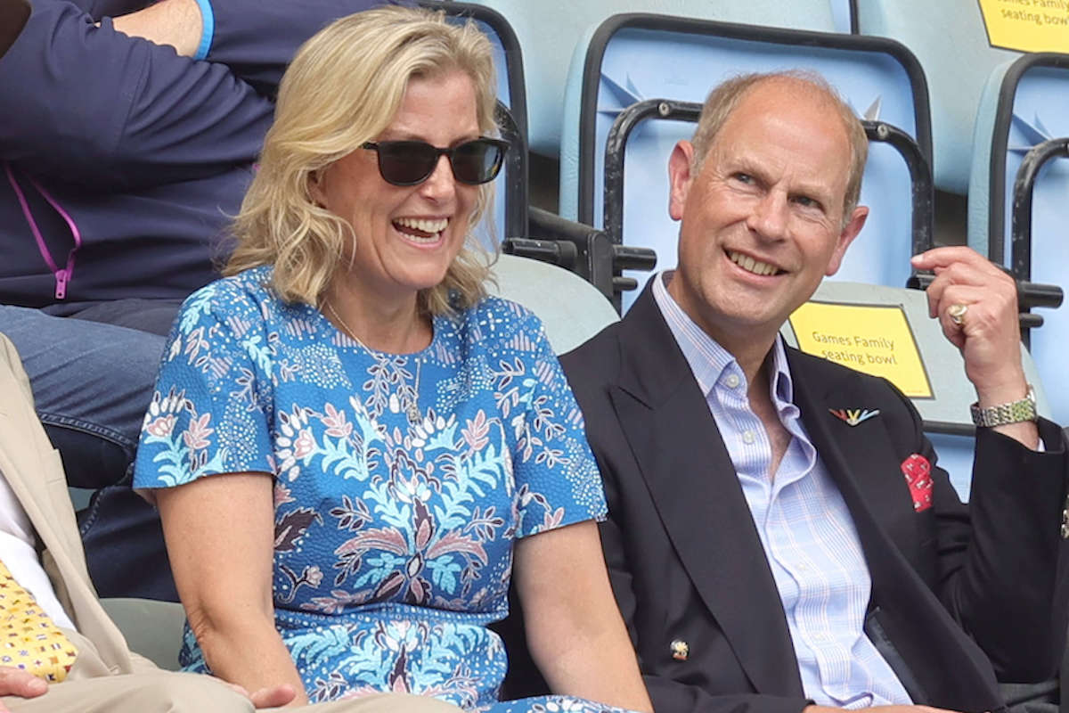 Sophie and Prince Edward, described by a body language expert as the royal family's 'oasis of calm,' smile and look on