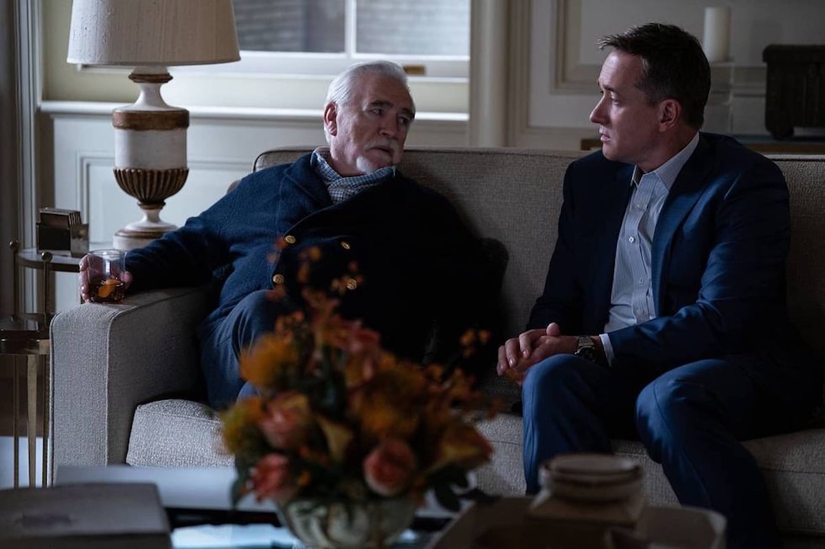 'Succession' final season: Logan (Brian Cox) and Tom (Matthew Macfadyen) sit on the couch