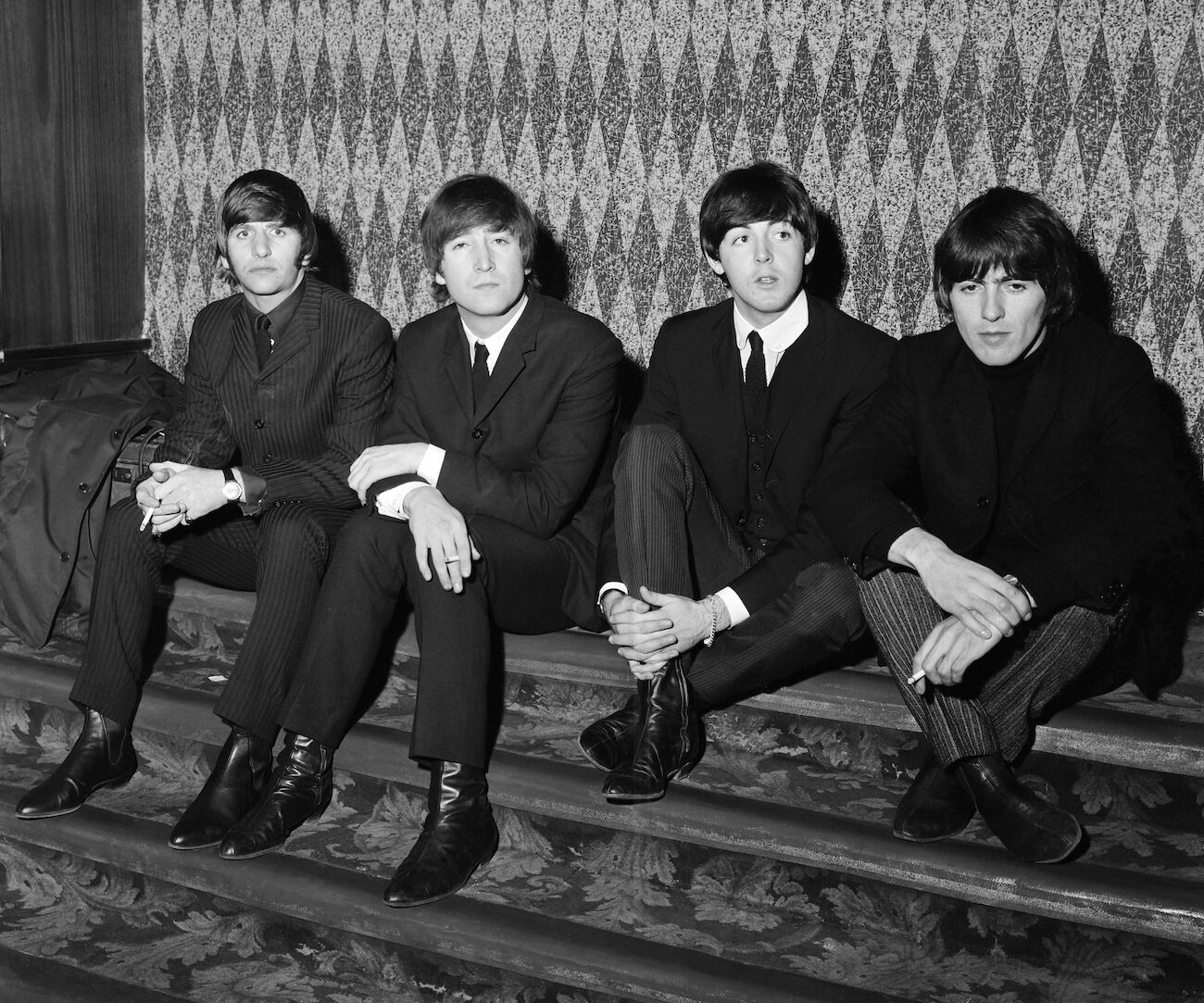 The Beatles at a press conference in 1964.