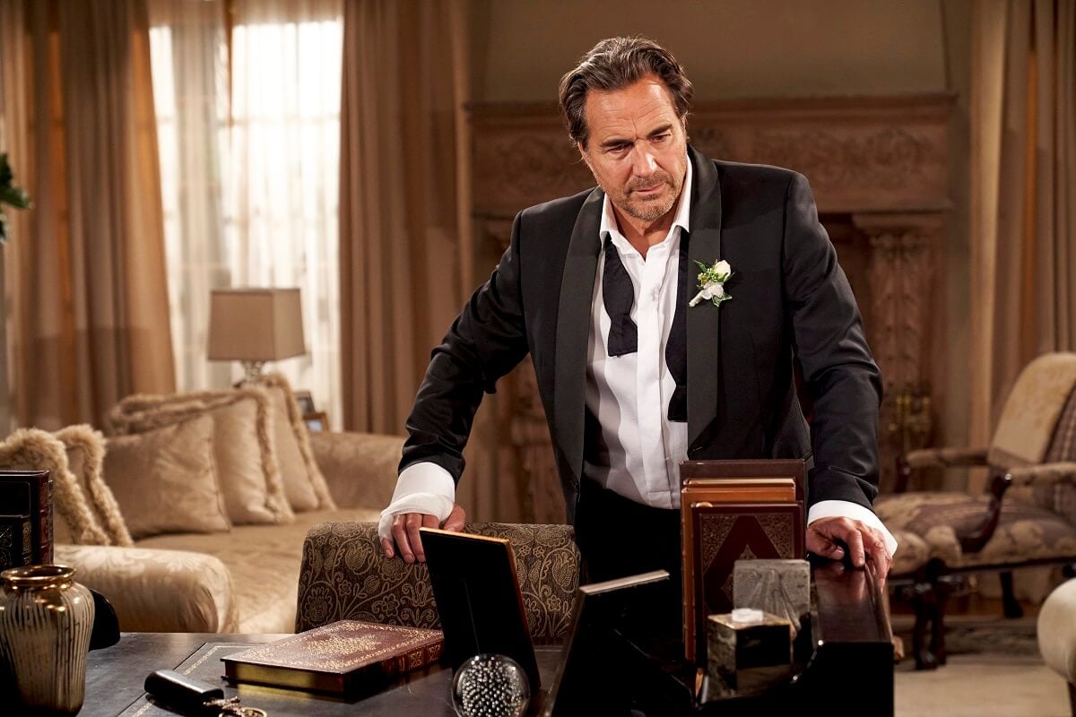 'The Bold and the Beautiful' star Thorsten Kaye dressed in a tuxedo, on set of the CBS soap opera.