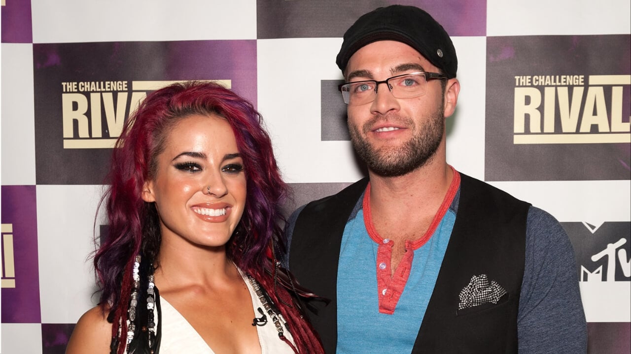 Cara Maria Sorbello and CT Tamburello standing next to each other during 'The Challenge: Rivals 2' reunion