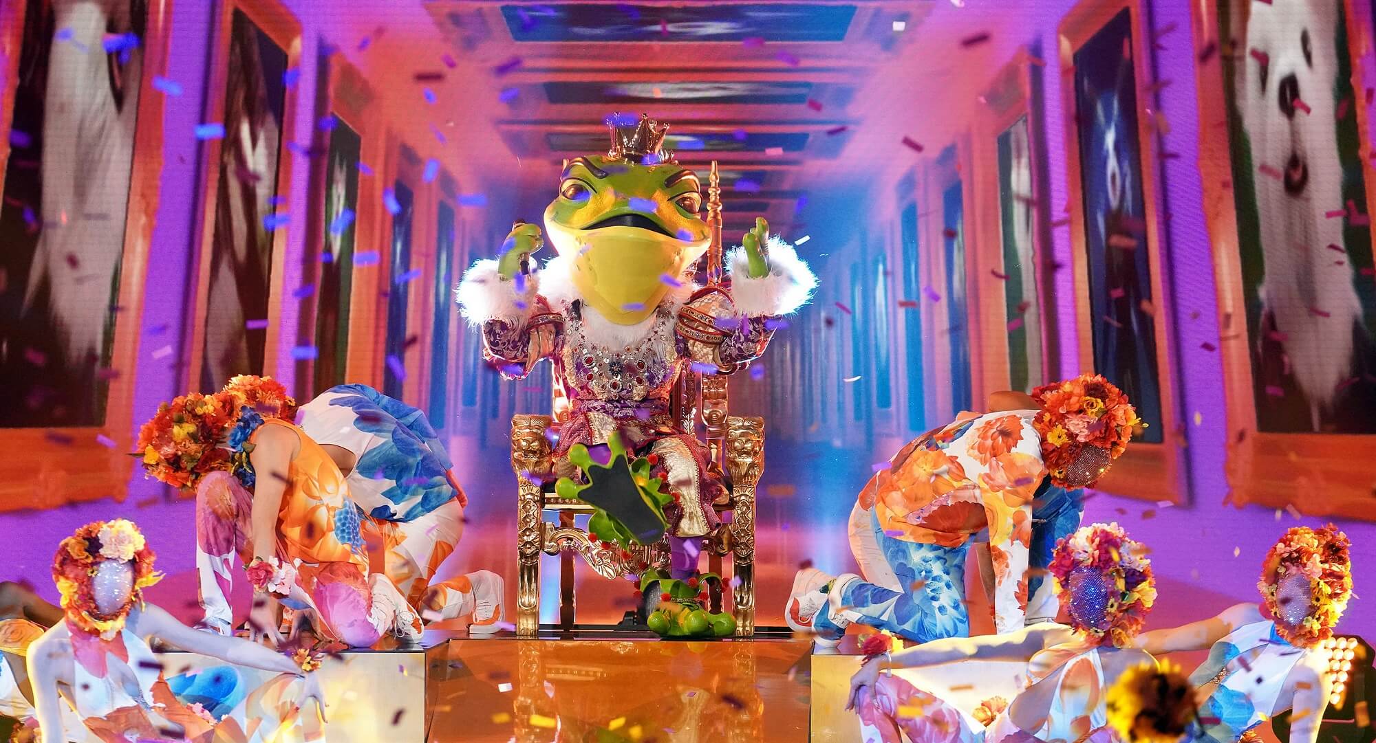 Dressed up dancers and a frog Prince costume perform on 'The Masked Singer'