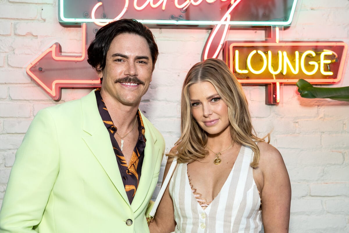 "Vanderpump Rules" stars Tom Sandoval and Ariana Madix pose together in front of Schwartz and Sandy's.