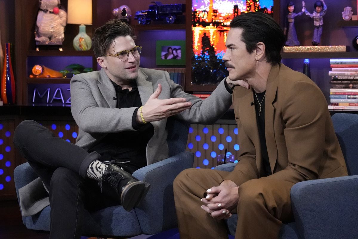 Tom Schwartz and Tom Sandoval appear on "Watch What Happens Live."