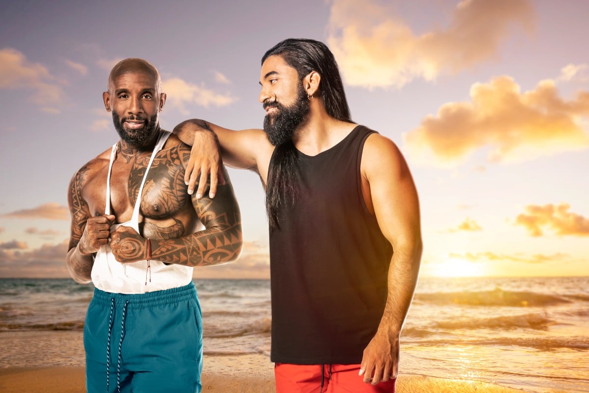 VaLentine and Carlos standing in front of the beach for '90 Day Fiancé: Love in Paradise' Season 3 promo on TLC.