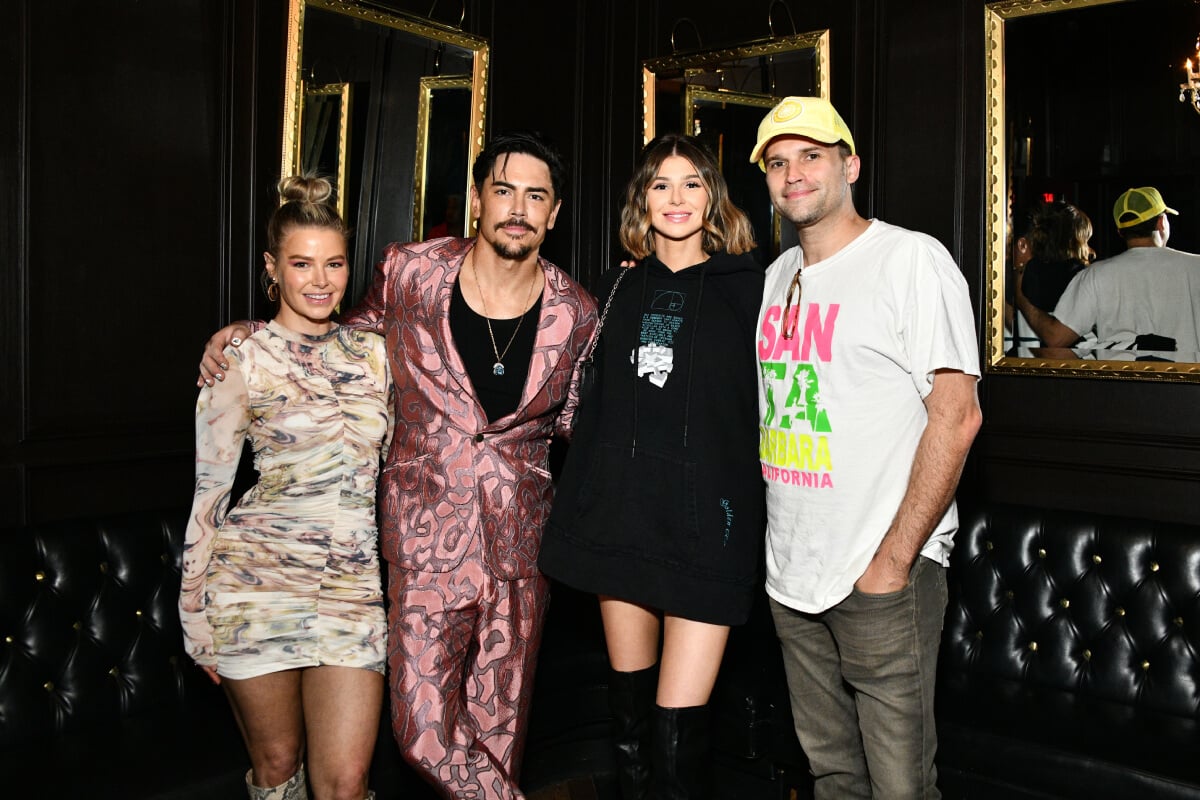 Vanderpump Rules stars Ariana Madix, Tom Sandoval, Raquel Leviss and Tom Schwartz at the Tom Sandoval & The Most Extras performance at Hotel Cafe on November 14, 2021 in Los Angeles, California