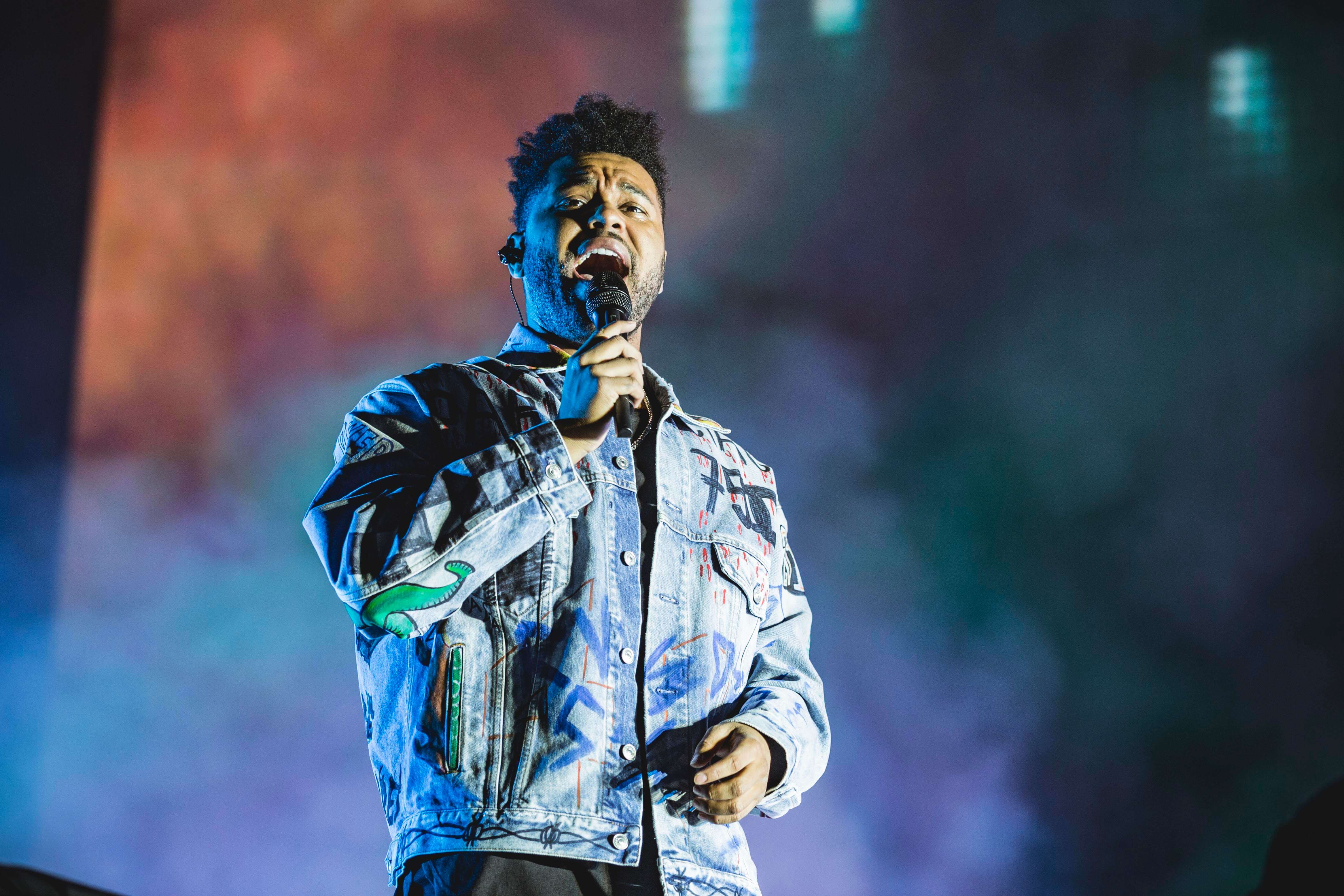 Canadian singer Abel Makkonen Tesfaye aka The Weeknd performs live on stage during the first day of the Lollapalooza Berlin music festival at Olympiagelände on September 8, 2018 in Berlin, Germany. 