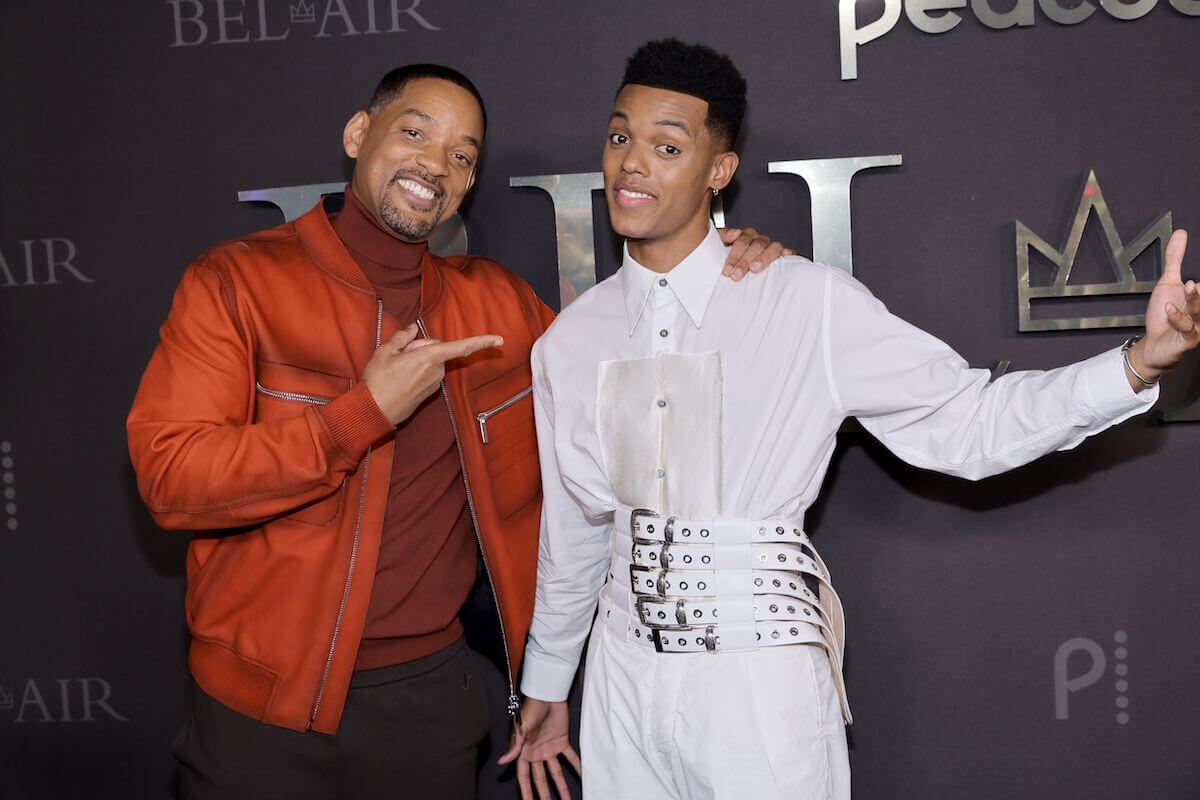 Will Smith standing next to Jabari Banks pointing at him