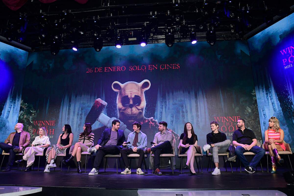 The Winnie the Pooh: Blood and Honey cast answer questions at a press conference