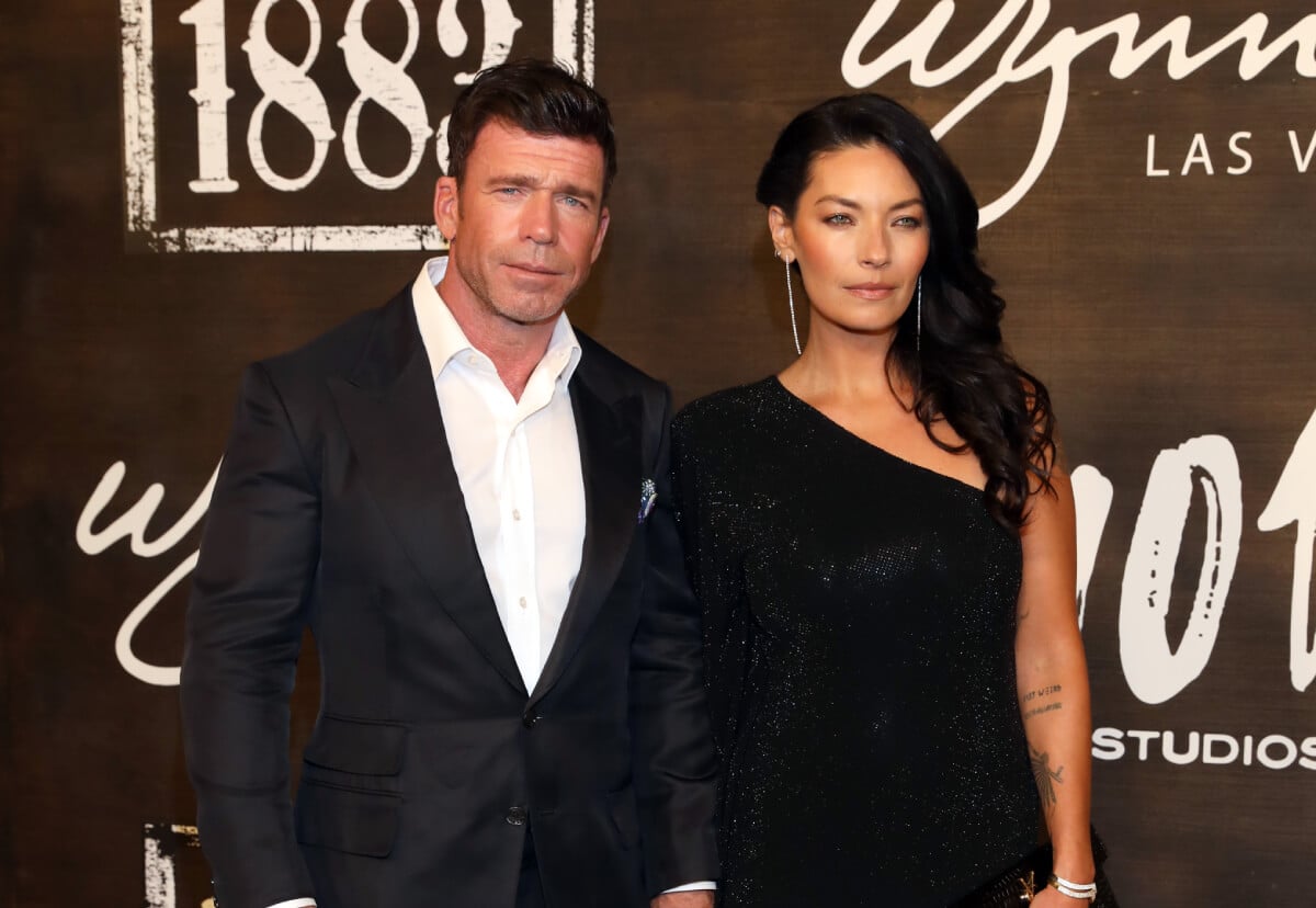 Yellowstone creator Taylor Sheridan and Nicole Sheridan attend the world premiere of "1883" at Encore Beach Club at Wynn Las Vegas on December 11, 2021 in Las Vegas, Nevada