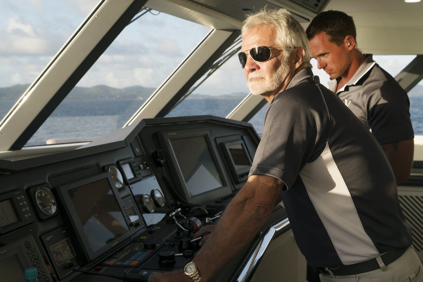 Captain Lee Rosbach and bosun Kelley Johnson in the bridge on 'Below Deck'