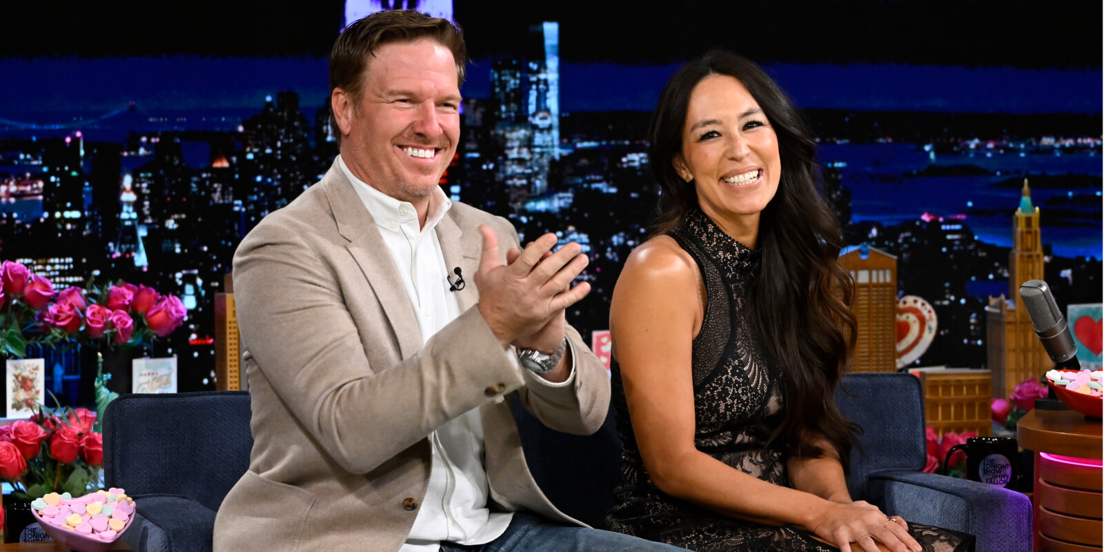 Chip Gaines and Joanna Gaines on the set of 'The Tonight Show with Jimmy Fallon.'