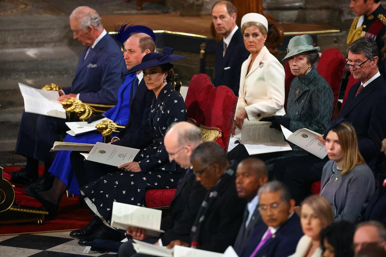 Kate Middleton looks serious during the Commonwealth Day Service