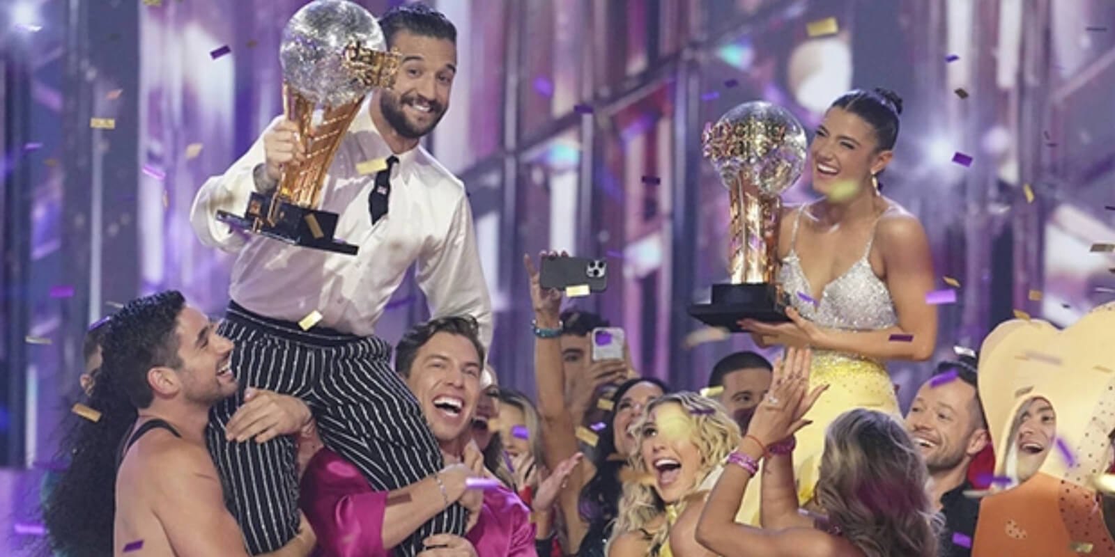 Mark Ballas and Charli D'Amelio celebrate their season 31 win on 'Dancing with the Stars.'