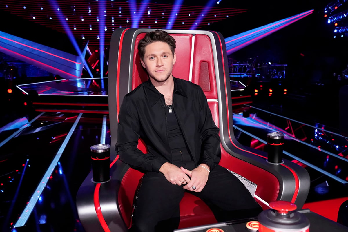 New coach Niall Horan sits in his chair on The Voice Season 23
