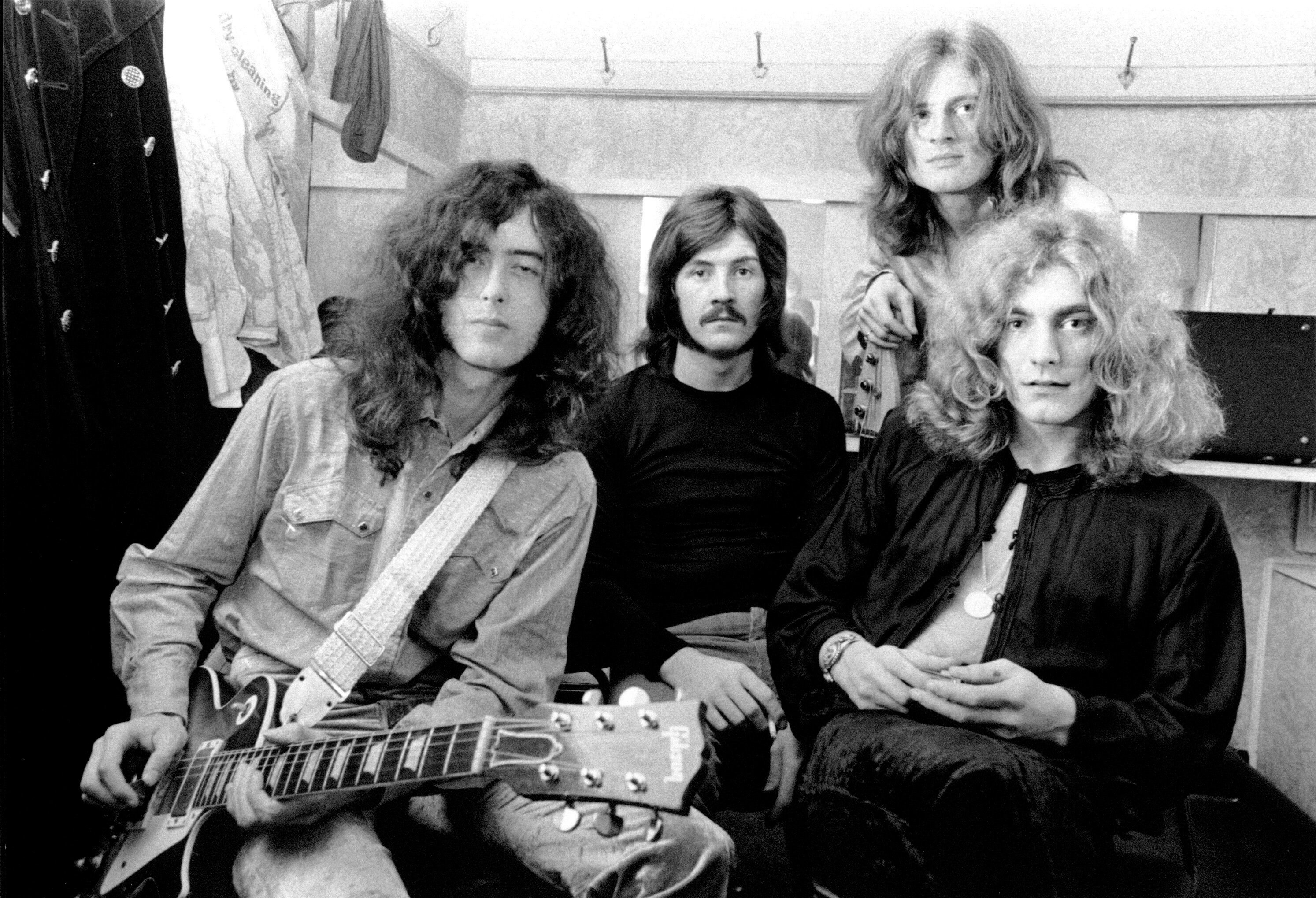 Led Zeppelin in black-and-white