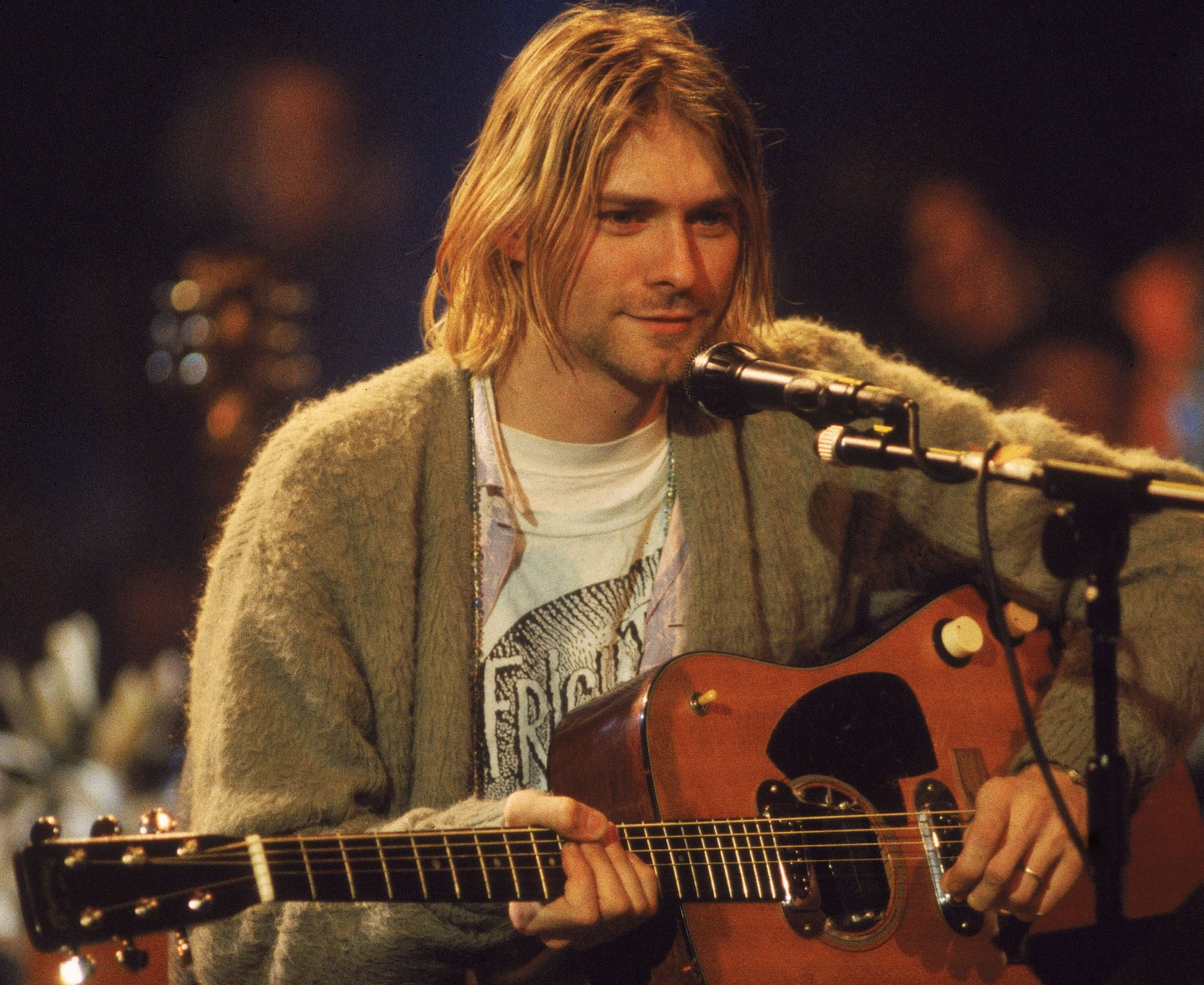 Nirvana's Kurt Cobain in a sweater