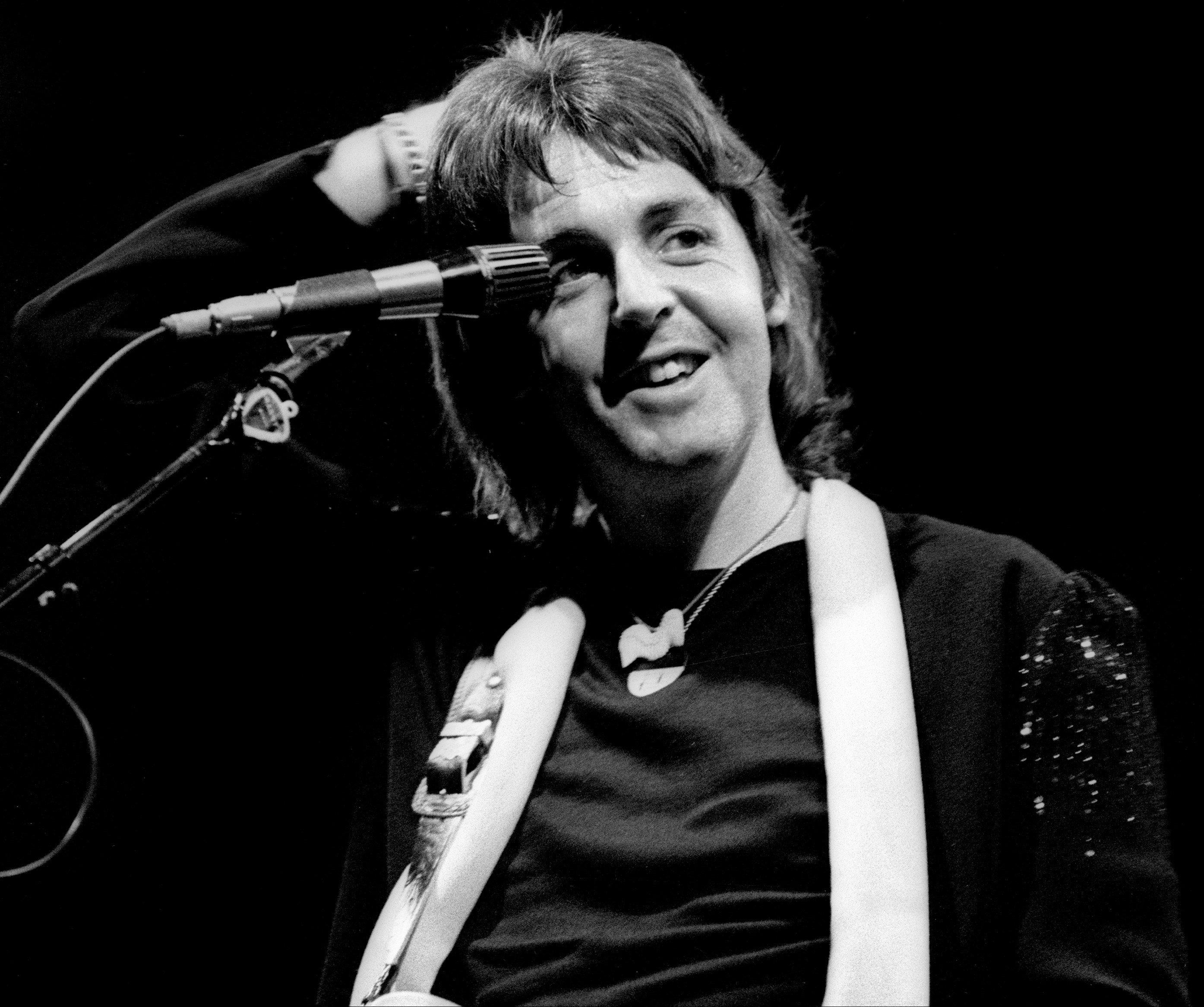 "Another Day" singer Paul McCartney in black-and-white