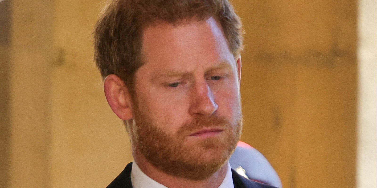 Prince Harry at during the Ceremonial Procession during the funeral of Prince Philip, Duke of Edinburgh at Windsor Castle on April 17, 2021.