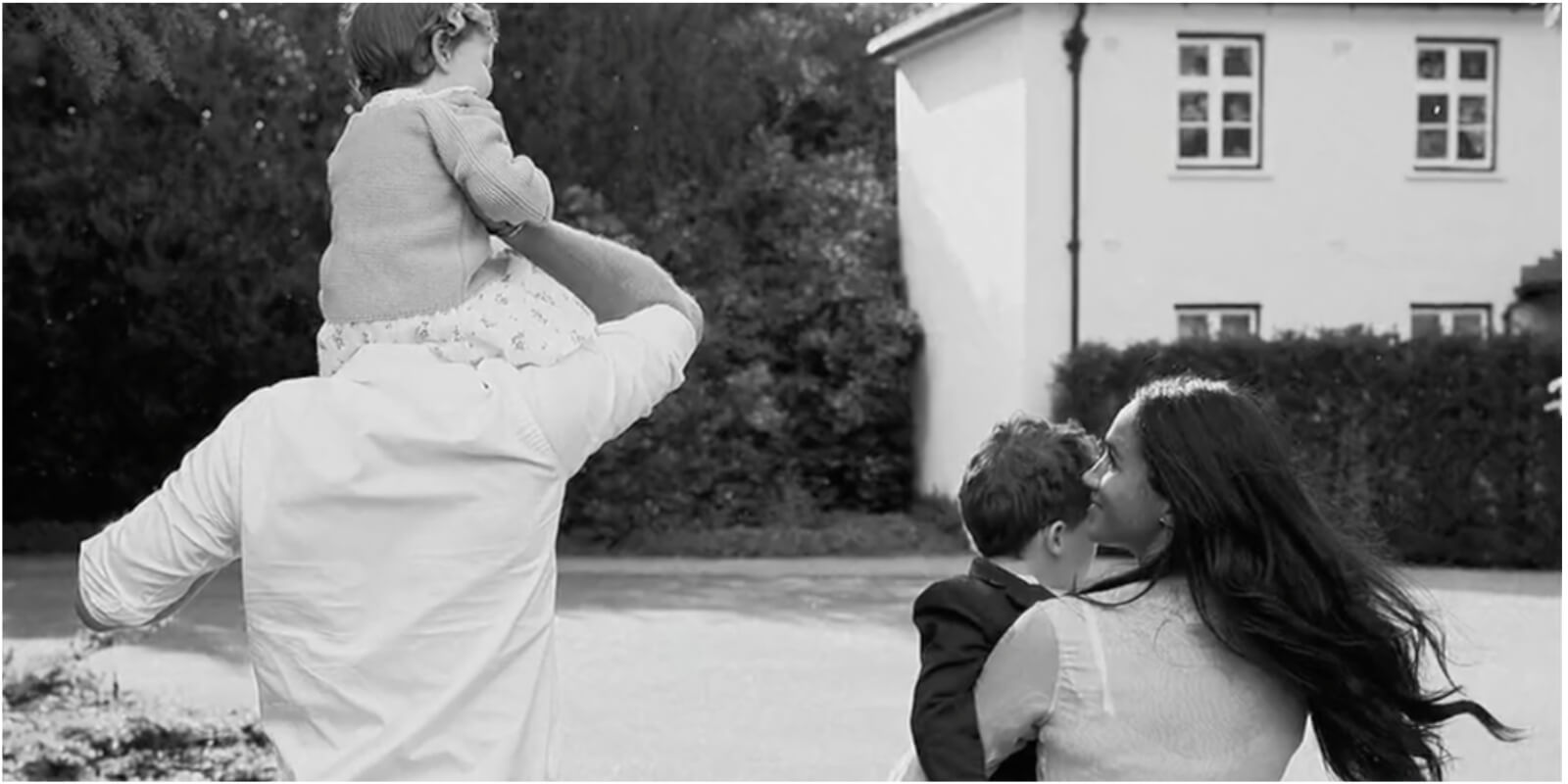 Prince Harry, Meghan Markle, Lilibet Windsor and Archie Windsor in a screen grab from 'Harry & Meghan' on Netflix.