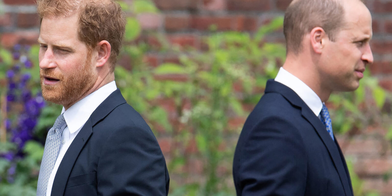 Prince Harry and Prince William at the unveiling of a statue honoring their mother, the late Princess Diana.