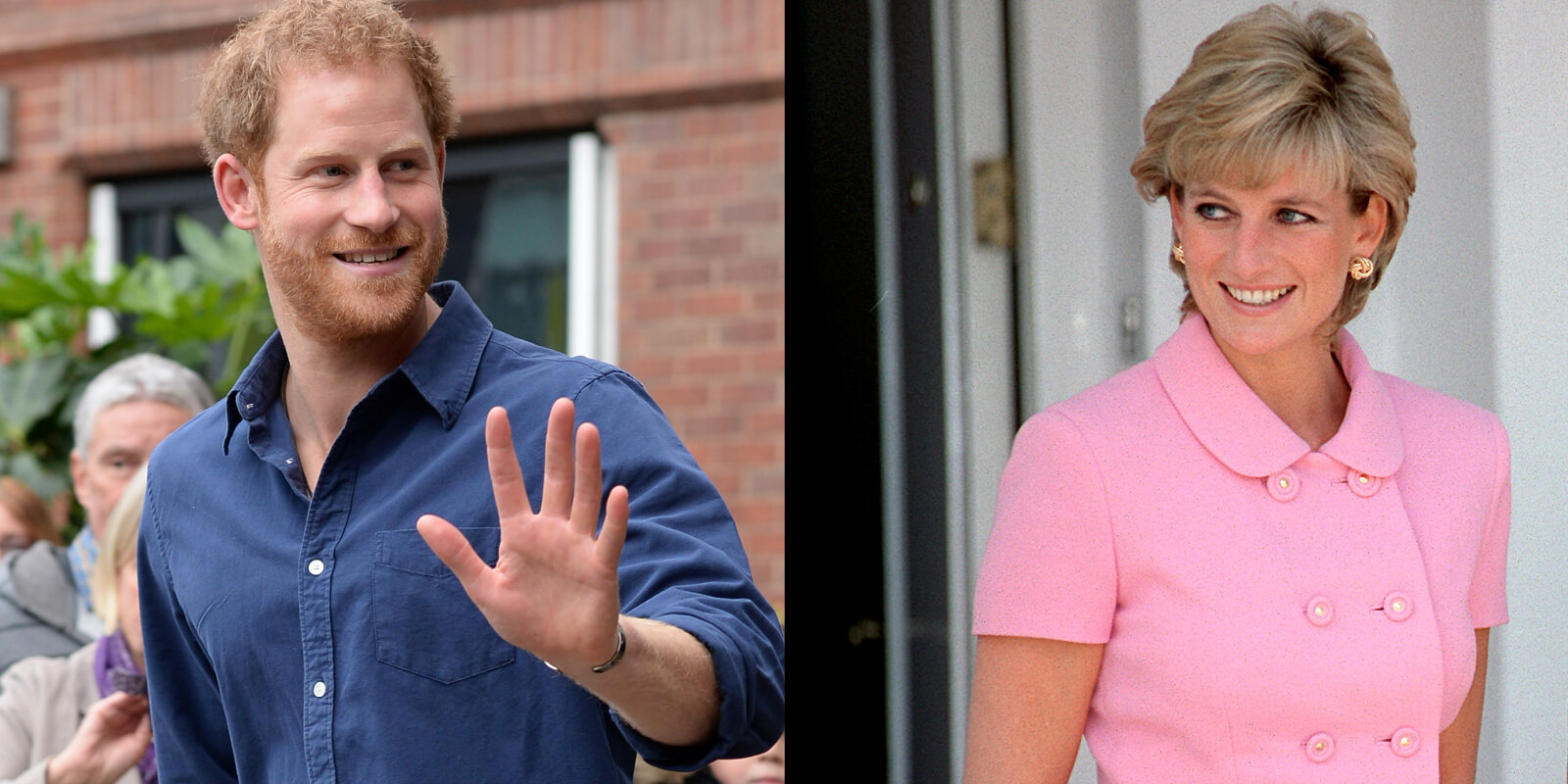 Prince Harry and his late mother, Princess Diana, in side by side photographs.