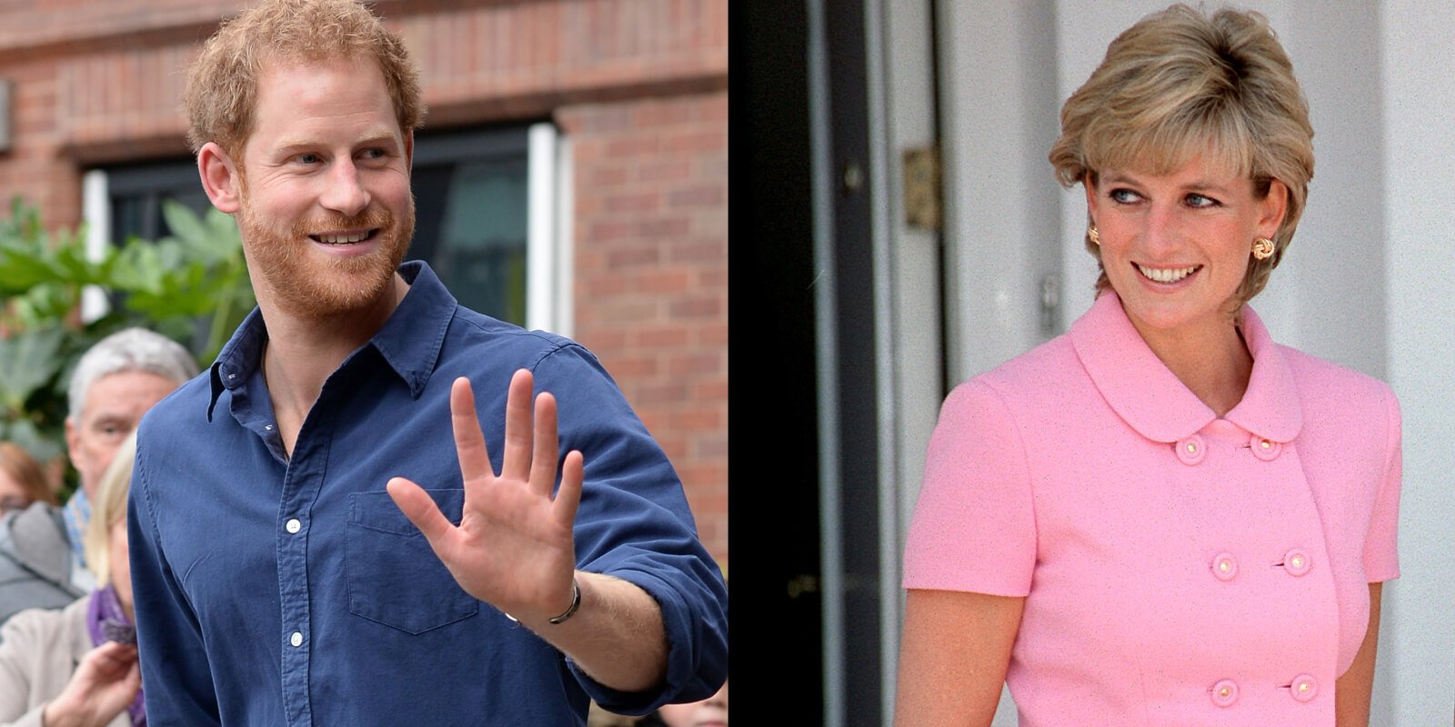 Prince Harry and his late mother, Princess Diana, in side-by-side photographs.