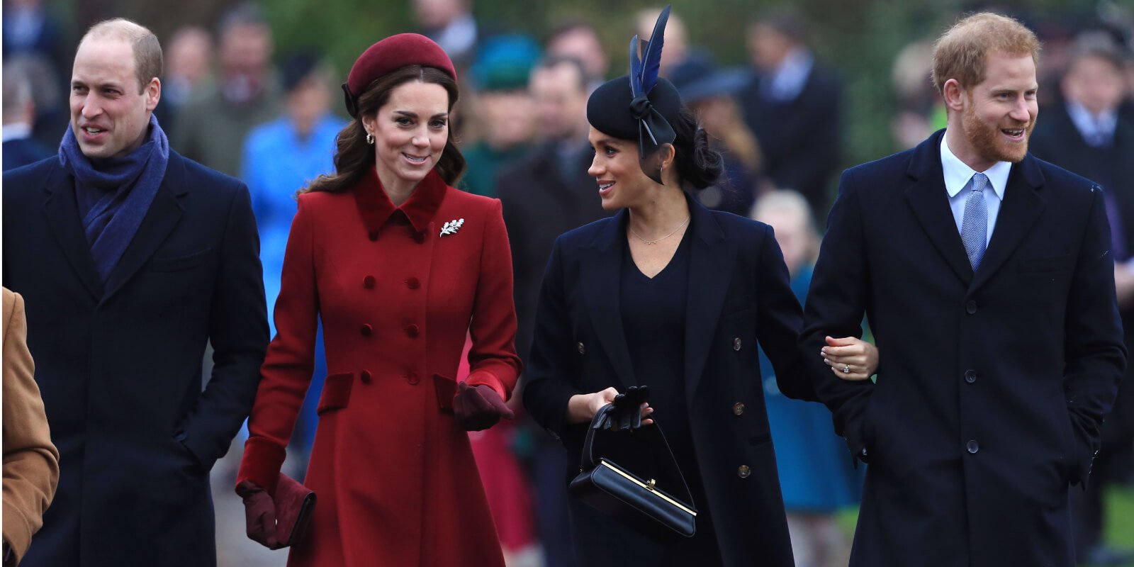 Prince William, Kate Middleton, Meghan Markle and Prince Harry at a Christmas Day service in 2018.