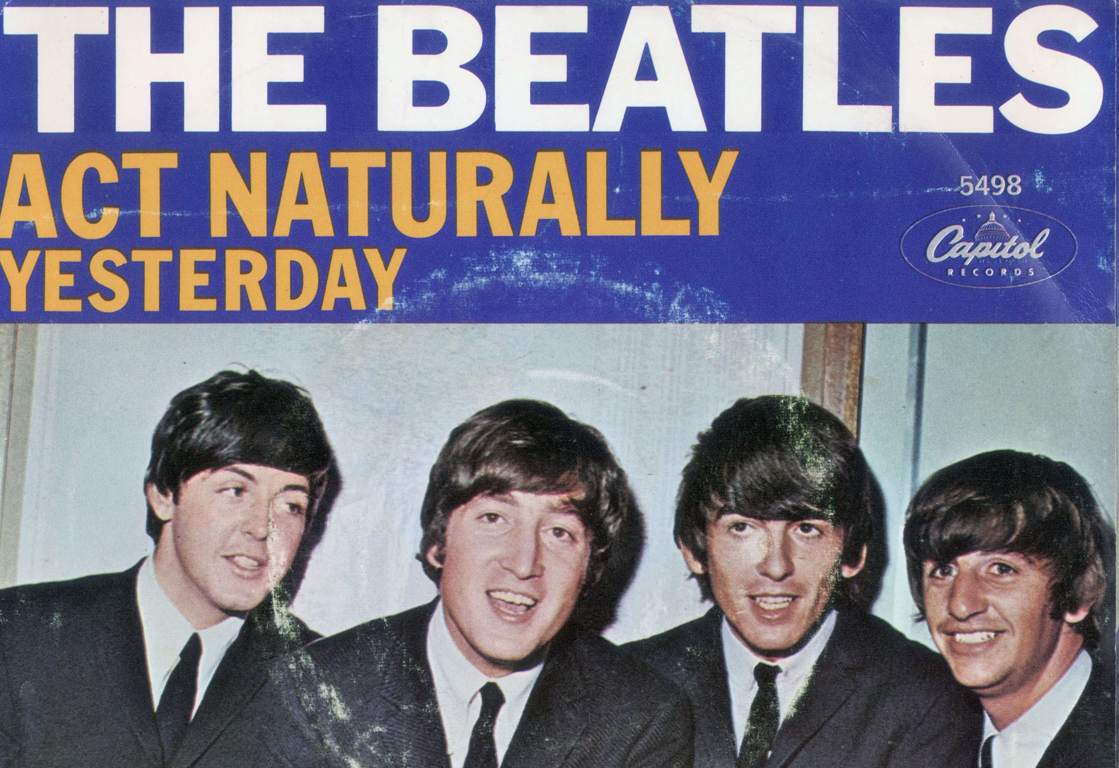A vinyl of The Beatles' "Yesterday" with "Act Naturally" as the B-side